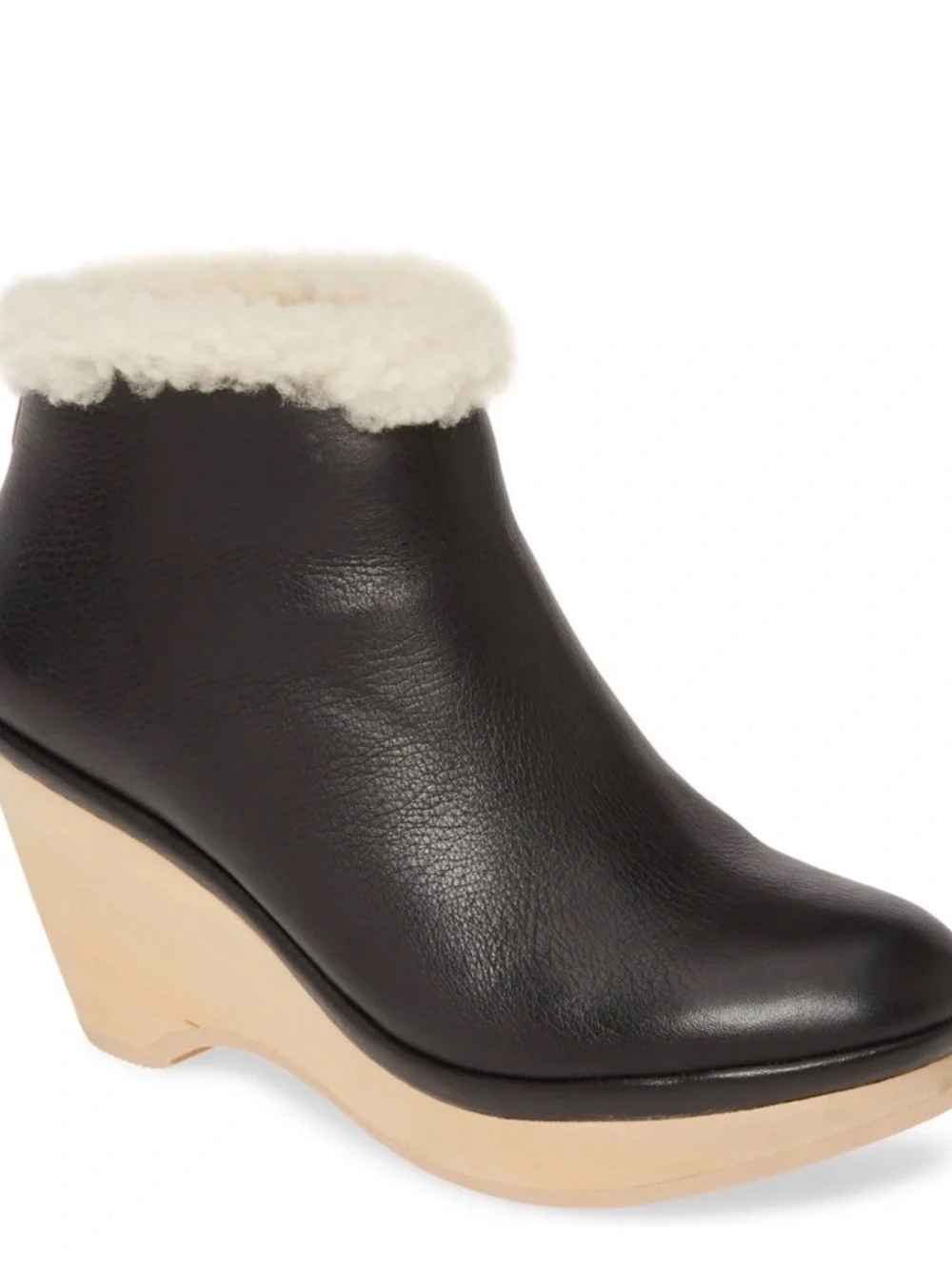 Gentle Souls by Kenneth Cole Black Faux-Shearling Platform Wedge Booties